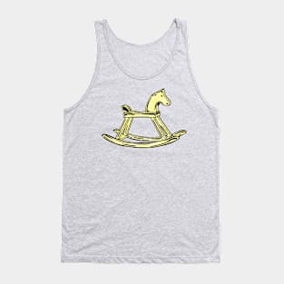Yellow Rocking Horse With Pink Background Tank Top